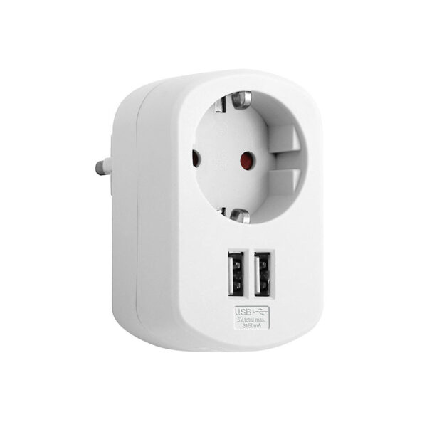 Mejor precio para Adaptador combi 1 toma 16A 250V y 2 puertos USB 3